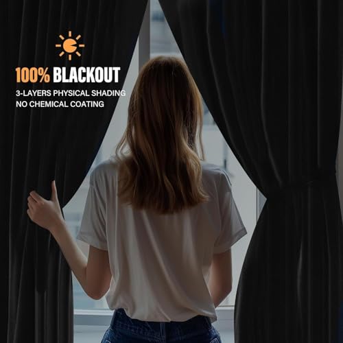 Blackout Room Divider Curtains with Ceiling Track Set - Azure Blue