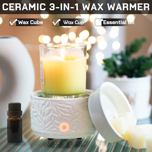 3-in-1 Electric Ceramic Wax Warmer - Flameless Wax Melt & Oil Burner