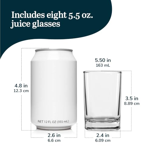 5.5 Oz Juice Glasses Set of 8, Weighted Base Clear Drinking Glassware