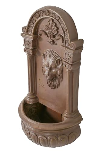 Lion Head Wall Fountain - Tuscan Style Outdoor Decor with Antique Finish