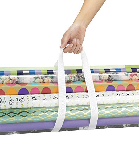 Clear Gift Wrap Organizer Zippered Storage for 25 Rolls