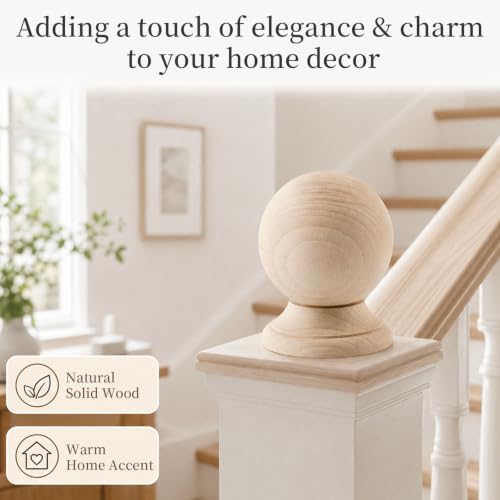 Unfinished Beech Wood Finial, 4.72" Decorative Bed Post Cap for DIY Crafts