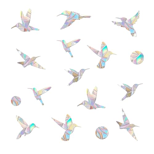 Bird Strike Window Clings - 48 Pieces Hummingbird & Circle Decals