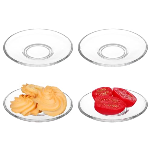Zerodeko Glass Tea Saucer Set of 4 – Elegant Round Snack & Coffee Plate