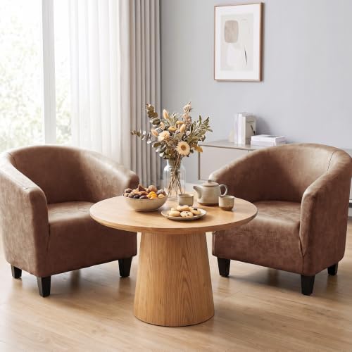 Stretch Faux Leather Barrel Chair Cover – Washable & Pet Friendly