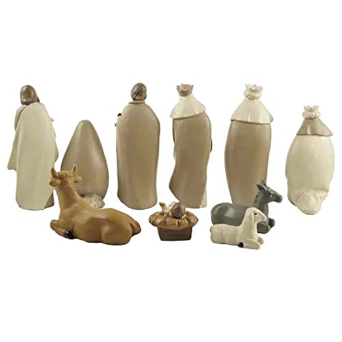 10-Piece Hand-Painted Nativity Set, 4.5-Inch Resin Manger Scene Figurines