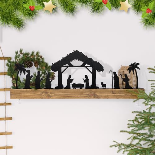 Colingmill 15-Piece Wooden Nativity Scene with Base – Christmas Village Decoration