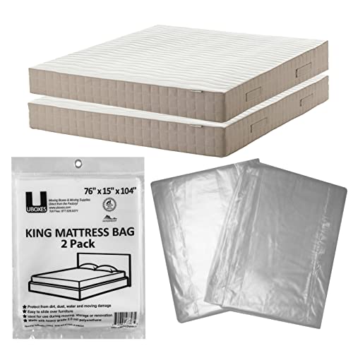 Heavy Duty Clear King Mattress Covers - 2 Pack, 76 x 15 x 104 inch
