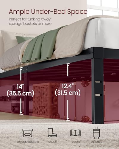 VASAGLE Full Metal Bed Frame 14 Inch Heavy Duty Platform Bed with Storage