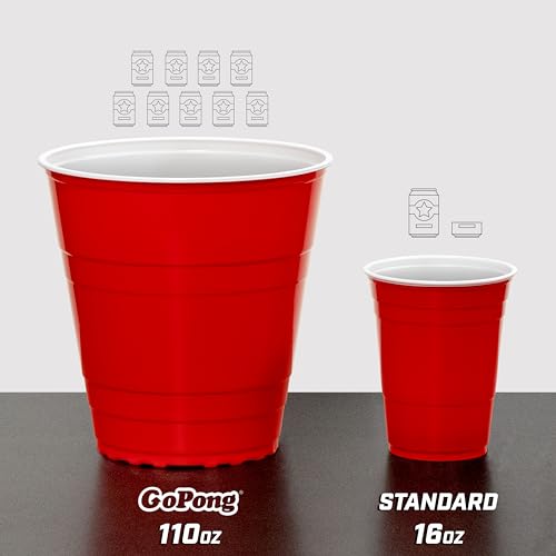 Giant Yard Pong Set - 24 Heavy-Duty 110oz Party Cups and 4 XL Pong Balls