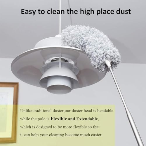 Microfiber Feather Duster with 100-Inch Extendable Pole & Bendable Head