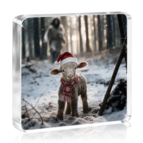 Christian Christmas Lamb Decor - Religious Desk Art for Holiday Season - HKDGVRTB Christian1