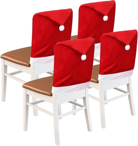 BIETYONE Christmas Chair Covers Set - Holiday Stretch Fit Dining Slipcovers, 4 Pieces