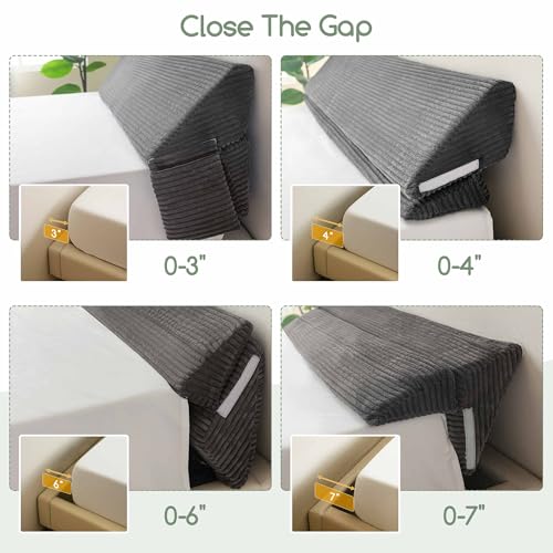 King Size Wedge Pillow for Bed Gap Filler - Adjustable Foam Support (Grey 76"x11"x9")