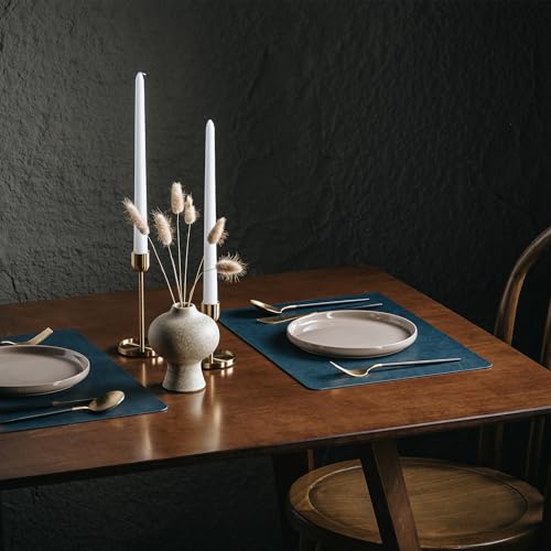 Reversible Faux Leather Placemats Set of 6, Wipeable Heat Resistant Mats