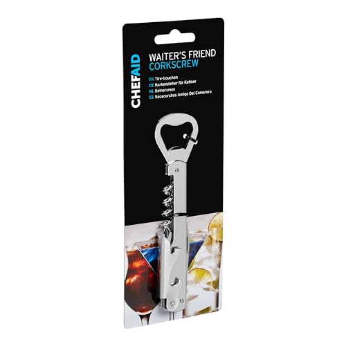 Chef Aid Waiter's Corkscrew & Bottle Opener - Multi-Use Bar Tool, Dishwasher Safe