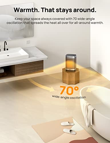 Portable Ceramic Space Heater for Bathroom and Indoor with Safety Plug