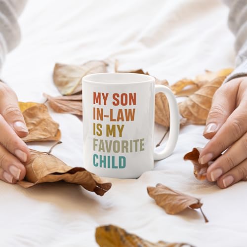 FluffStyle 15 Oz Funny Son-in-Law Mug - My Favorite Child Coffee Cup Gift from In-Laws