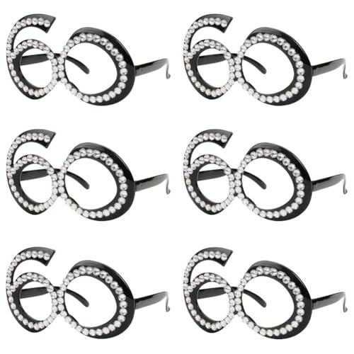 60th Birthday Party Glasses - Novelty Rhinestone Party Favors, 6 Pack