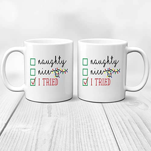 Funny Christmas Mug - Naughty or Nice Coffee Cup - 11oz Ceramic Holiday Gift