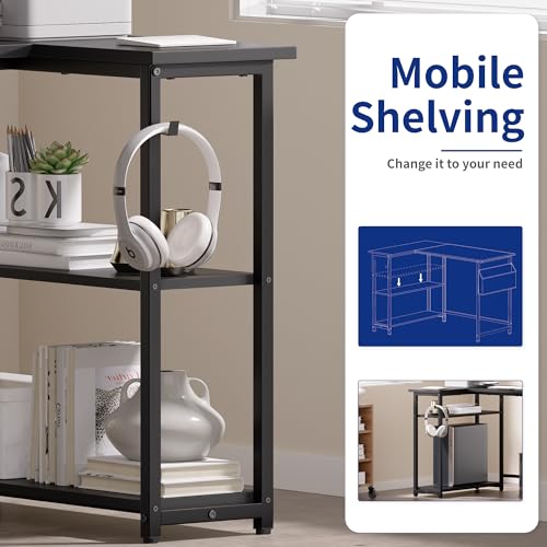 40-Inch L-Shaped Computer Desk with Reversible Shelves for Small Spaces