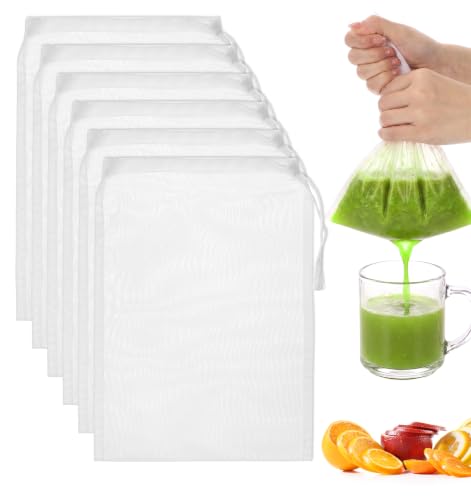 6 Pack Reusable Nylon Nut Milk Bags - 30x20cm Fine Mesh Strainer for Juicing