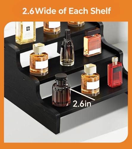 3-Tier Wooden Display Riser for Cologne, Perfume, and Collectibles
