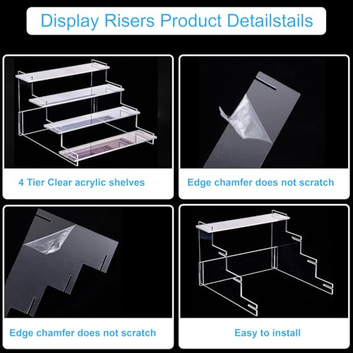 4-Tier Acrylic Display Riser for Perfume, Collectibles, and Cupcakes