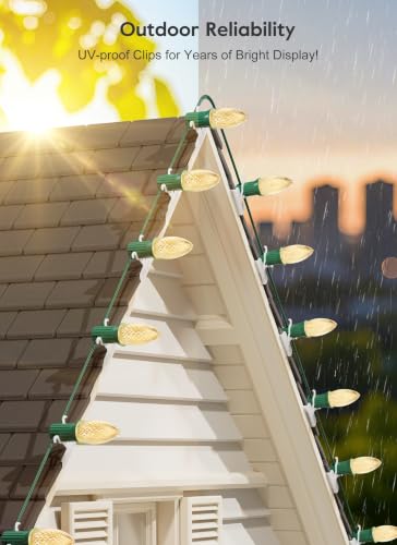 200 Pack Outdoor Christmas Light Clips for C7 C9 String Lights - Weatherproof Gutter & Shingle Holders