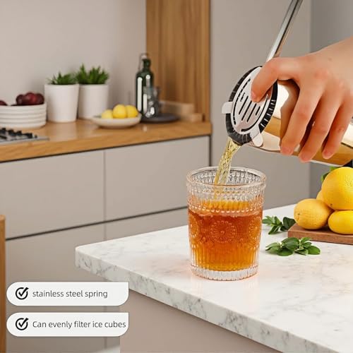 Professional Cocktail Strainer with Detachable Spring - Stainless Steel Bar Tool for Shakers & Glasses