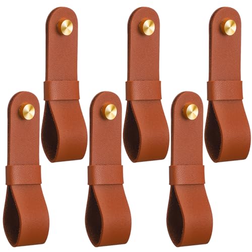 6 Pcs PU Leather Curtain Rod Holders - Boho Wall Mounted Loop Straps