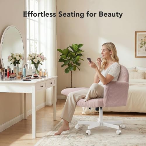 Criss Cross Office Chair with Adjustable Armrests for Petite Women, Pink