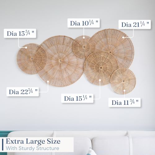 Chi An Home Woven Jute Wall Decor Baskets Set of 6 Boho Wall Art Plates