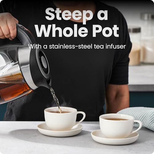 Electric Glass Kettle with Temperature Control & Removable Tea Infuser - 1.8L
