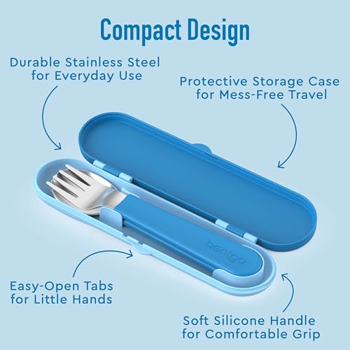 Bentgo Kids Stainless Steel Utensil Set with Storage Case - Blue