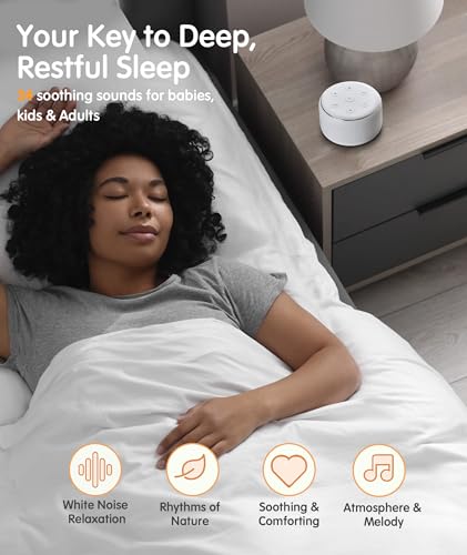 Rechargeable White Noise Machine with Night Light - 34 Soothing Sounds