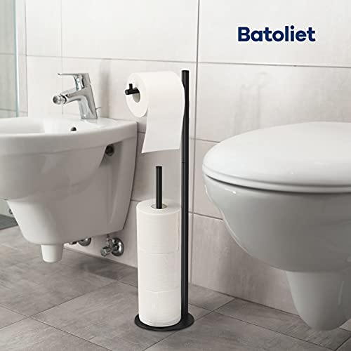 Free Standing Toilet Paper Holder Stand with Reserve Storage - Black