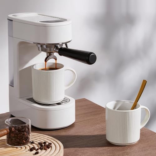 E-far Speckled White 12oz Stoneware Coffee Mug Set of 4 - Durable & Stackable