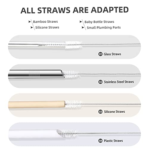 Straw Cleaner Brush Set - 8-Piece Long Cleaning Brushes for Straws, Bottles & Feeders