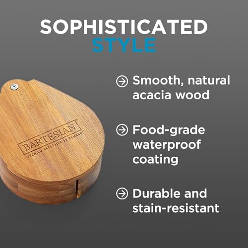 Bartesian Bamboo Wood 3-Tier Cocktail Rimmer Set with Salt, Sugar & Lime Compartments