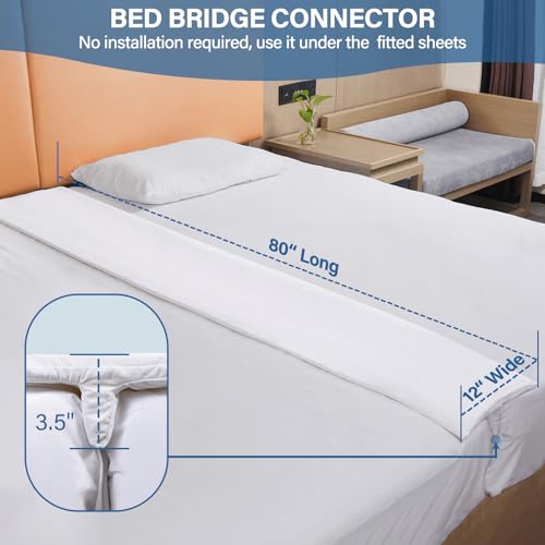 Extra Wide Bed Bridge Twin to King Converter with Washable Cover - 80x12"