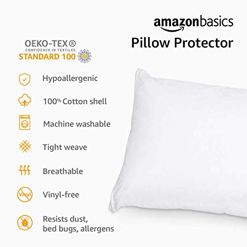 100% Cotton Hypoallergenic Body Pillow Cover with Zipper - 21 x 55 Inches, White