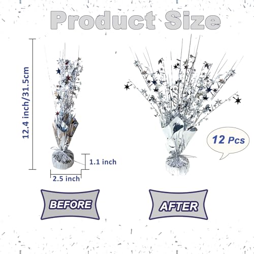 FUBININA Silver Birthday Table Centerpiece Metallic Foil Spray Party Decoration