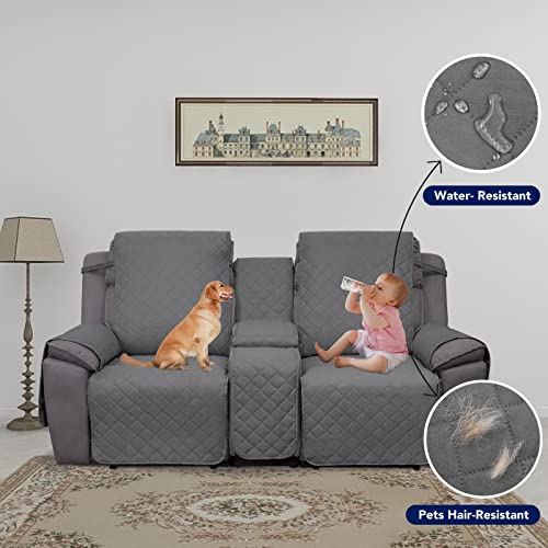 Water Resistant Reversible Loveseat Recliner Cover - Gray/Light Gray