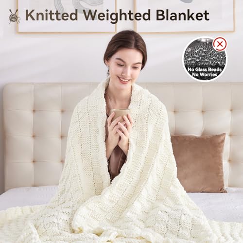 Knitted Weighted Blanket 48"x72" - 12lbs No Beads, Cooling Comfort