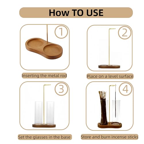 Upside Down Incense Stick Burner with Glass Ash Catcher & Storage