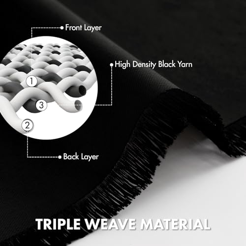 4-Panel Black Blackout Curtains 63 Inch - Thermal Rod Pocket Window Drapes