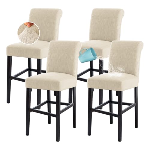 100% Waterproof Stretch Barstool Slipcovers Set of 4 - Ivory