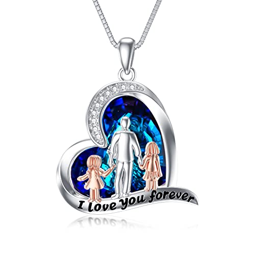 TOUPOP Father and Daughter Necklace Set 925 Silver Heart Pendant from Dad B