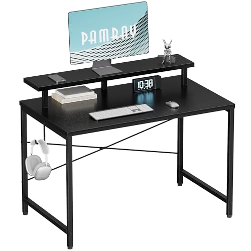 32-Inch Small Computer Desk with Monitor Stand and Headphone Hook